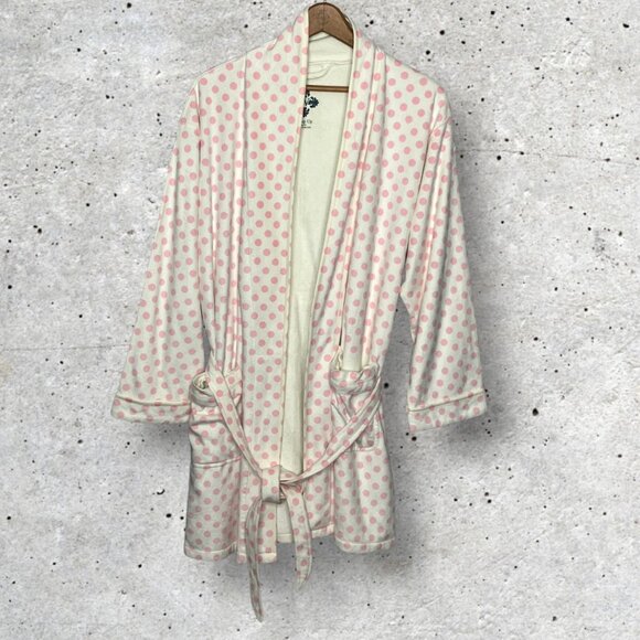 Wrap Up by VP One Size O/S Daisy Pink Polka Dot Ultra Soft Microfiber Short Robe - Picture 2 of 5
